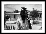 Peter Tosh Burning A Spliff In His Front Yard With His Parrot Freddie - Framed Print