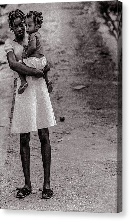 Woman On Road With Child In Jamaica- Canvas Print