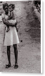 Woman On Road With Child In Jamaica- Canvas Print