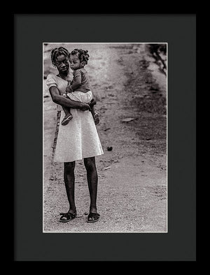 Woman On Road With Child In Jamaica - Framed Print